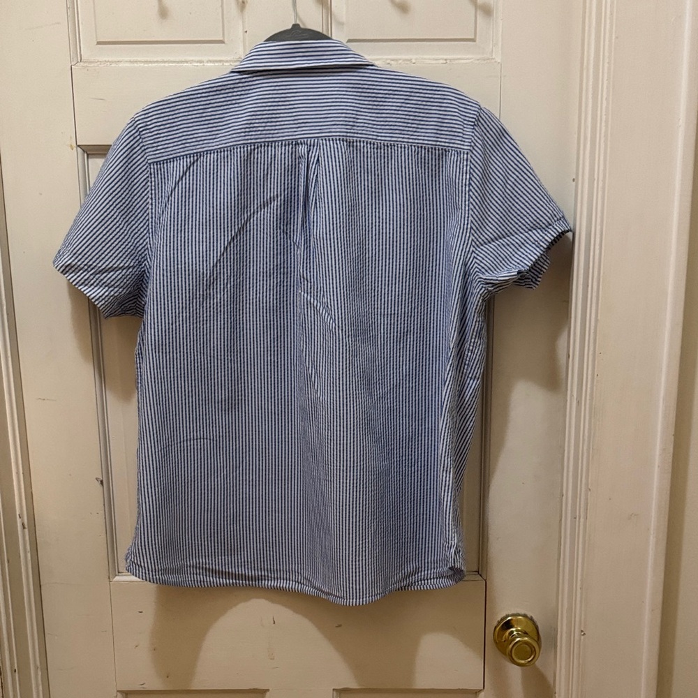 L.L. Bean Blue and White Striped Shirt - Picture 4 of 5